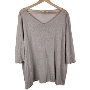 Stark X Linen Blouse Womens Large Taupe Slub‎ knit Dolman Sleeve Oversized Boxy